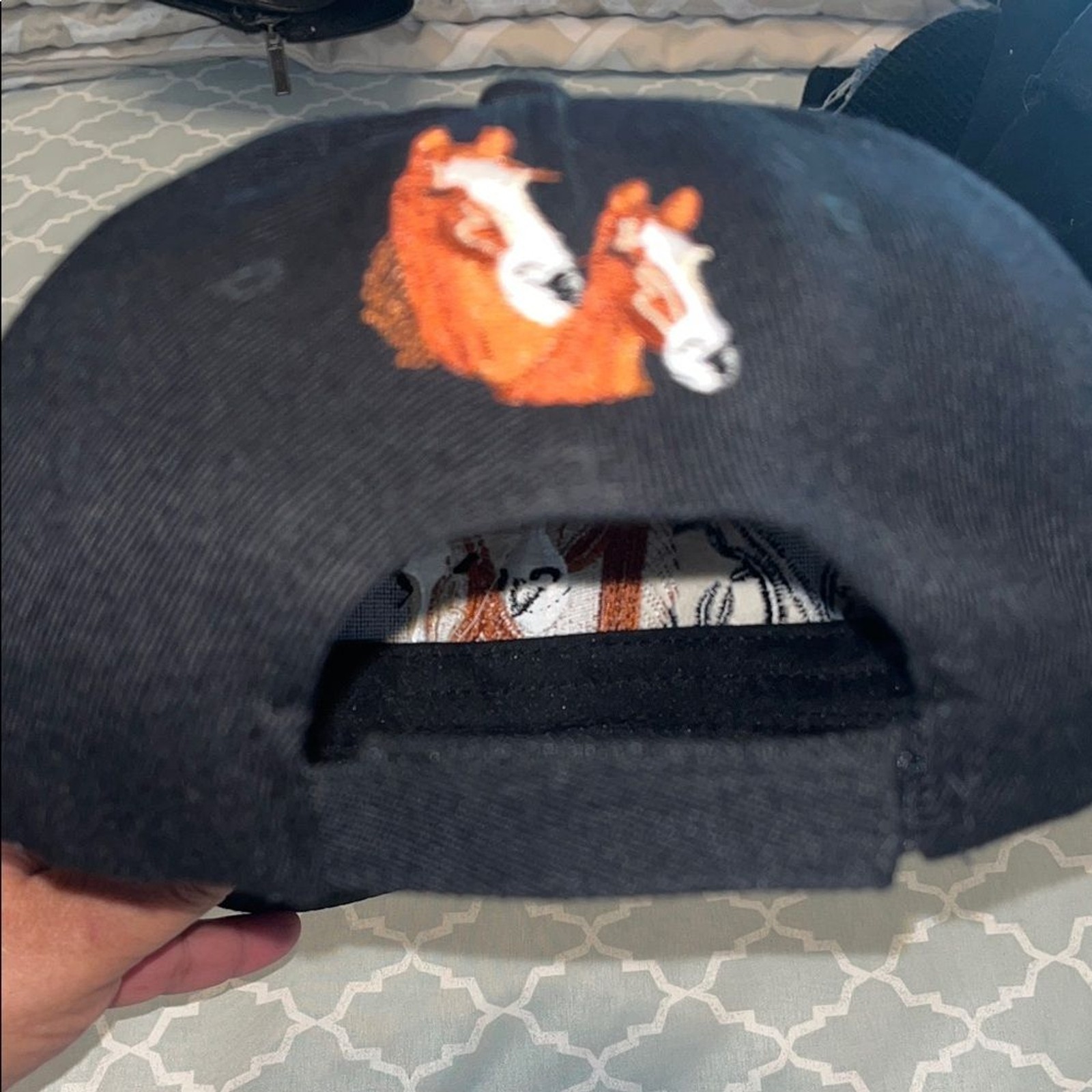 Vintage Horse Embroidered Baseball Cap w/Horse Design. Horse Shadow on right.