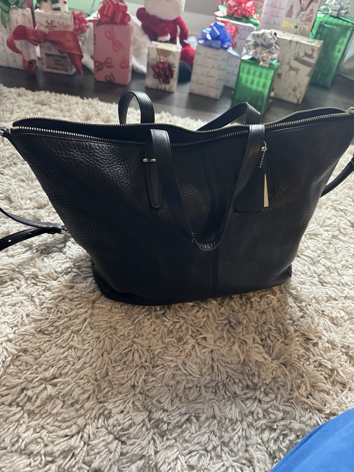 Coach Women’s Black Pebbled Satchel Top Handle Zip, Detachable Crossbody Strap