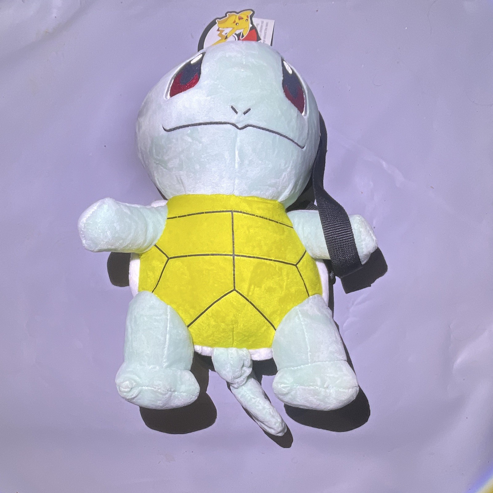 Pokémon Squirtle Plush Small Backpack, Light Blue/Yellow, Zip, Adjustable Strap