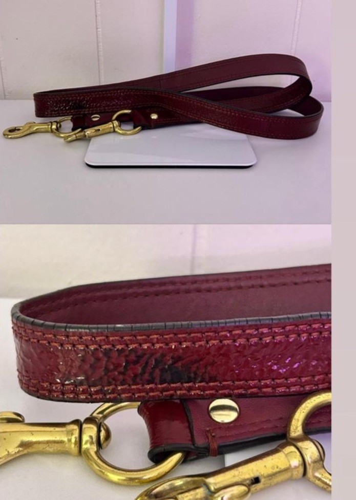 Coach Burgundy Patent Shoulder Bag Zip Gold Hardware Charm Detachable Strap 🍒