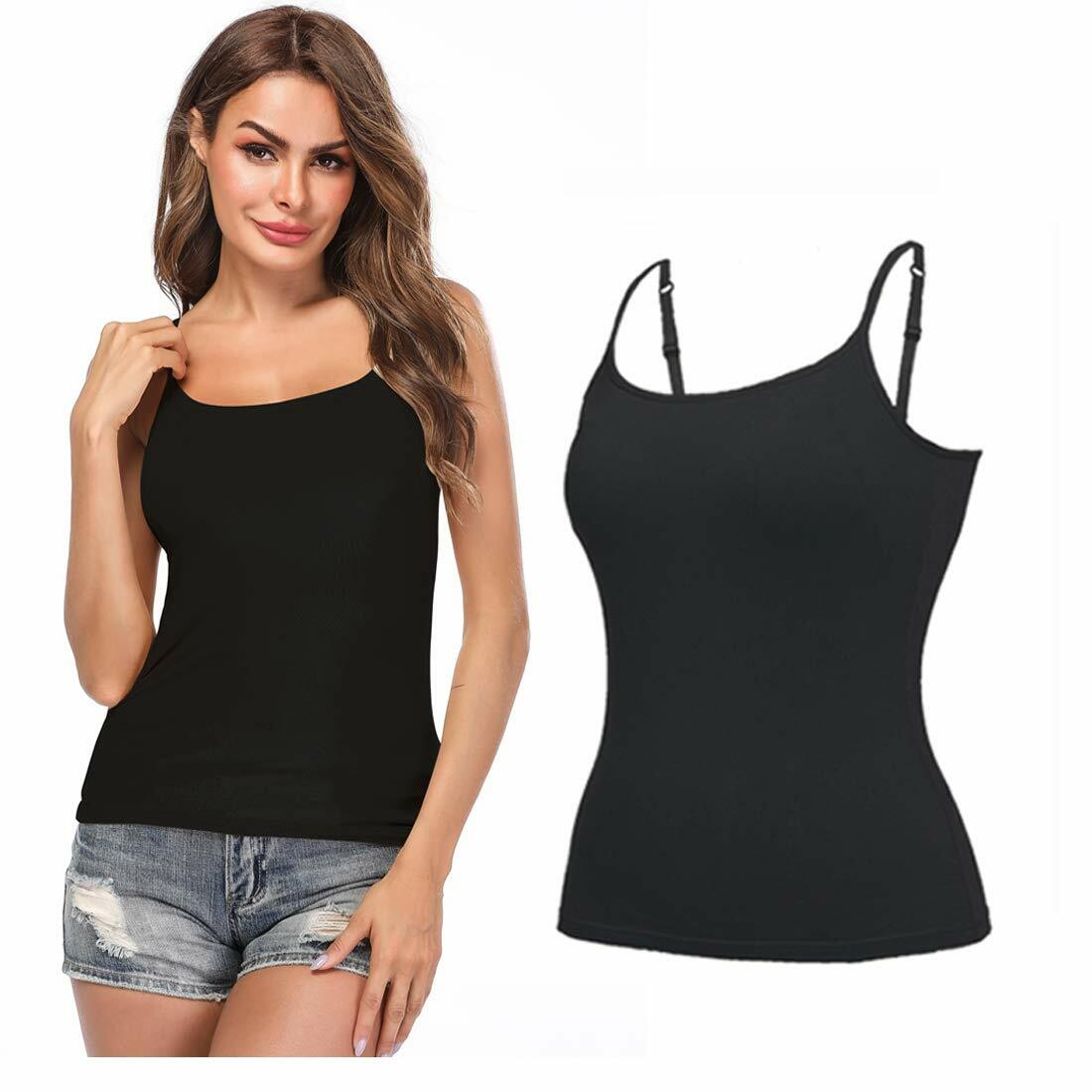 Women Cami Camisole With Built in Push Up Vest Compression Padded Bra Tank Tops