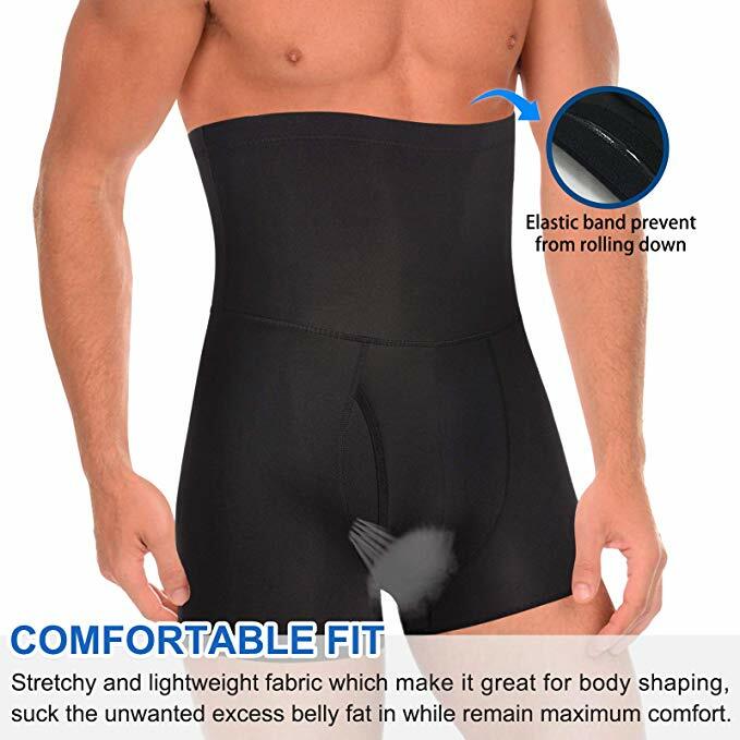 Men’s Compression Leggings Pants High Waist Shorts Shaping Thigh Butt Underpants