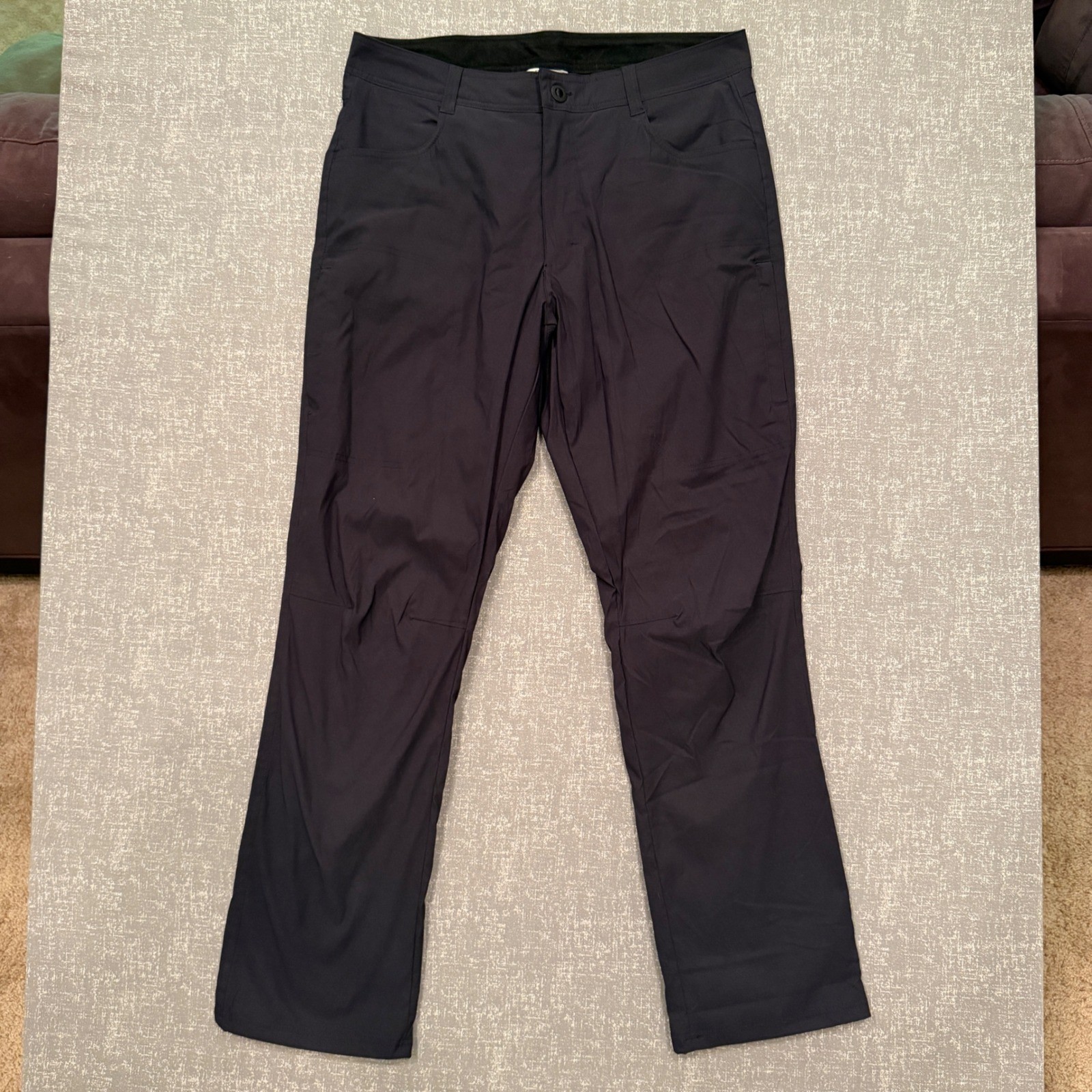 Orvis Mens Fleece Lined Tech Pants 36×34 Dark Navy Blue Stretch Hiking Outdoor