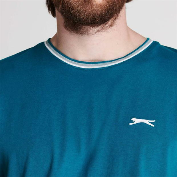Mens Slazenger 100% Cotton Tipped Crew Neck T Shirt XS S M L XL XXL 3XL 4XL BNWT