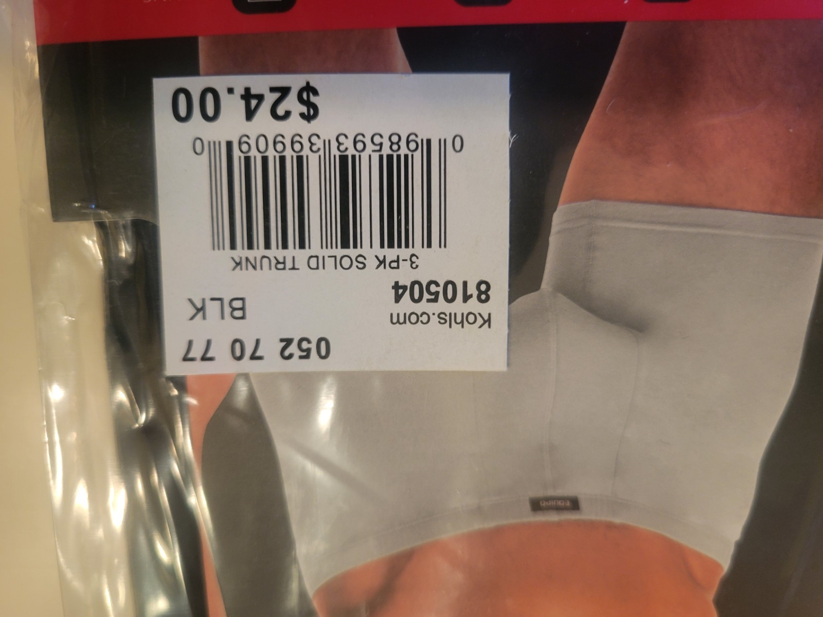 3-Pack Equipo TRUNK Brief Underwear BLACK Cotton Stretch men Large L (28-30) NIP