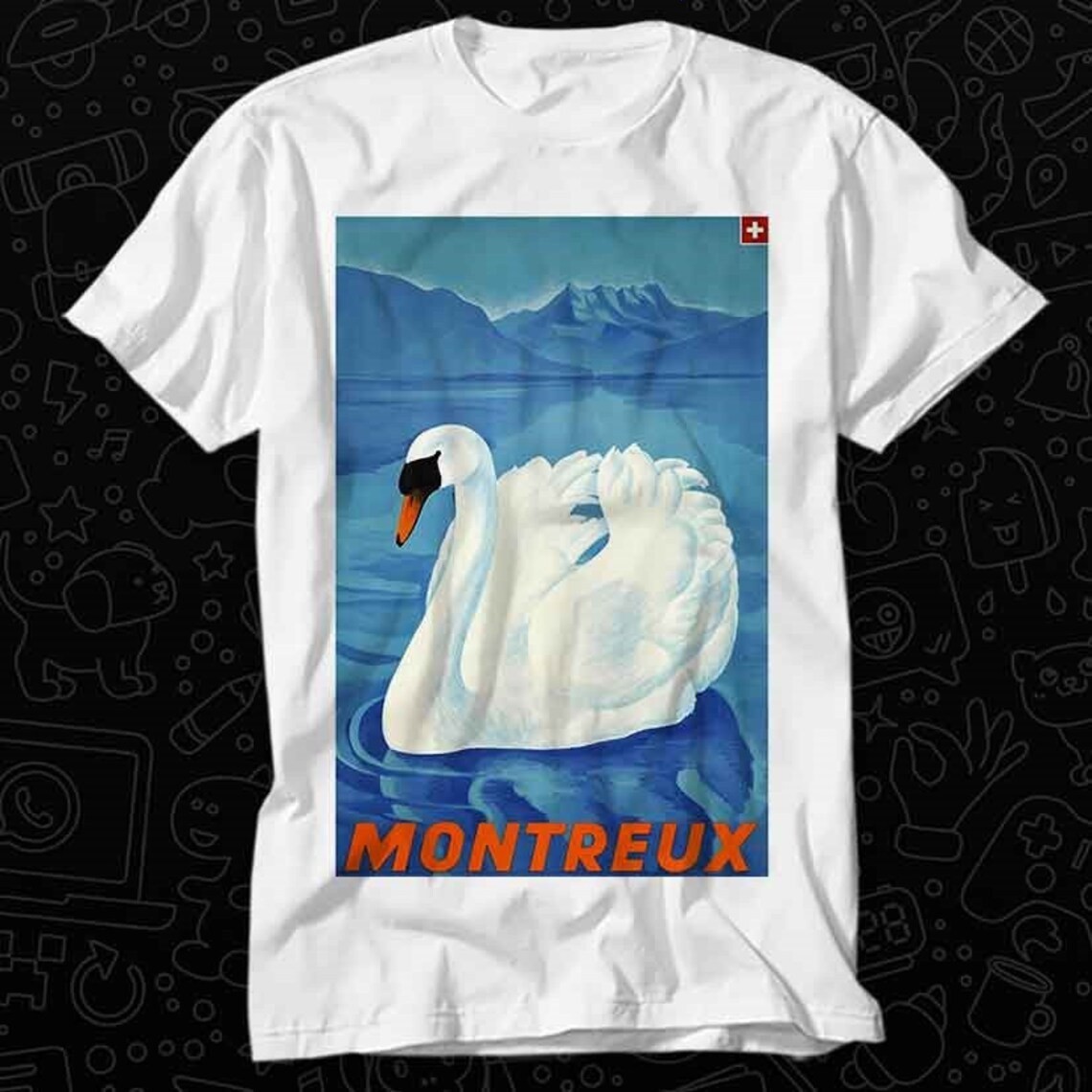 Swiss Travel T-Shirt Montreux Switzerland 1943 Graphic Tee Men Women