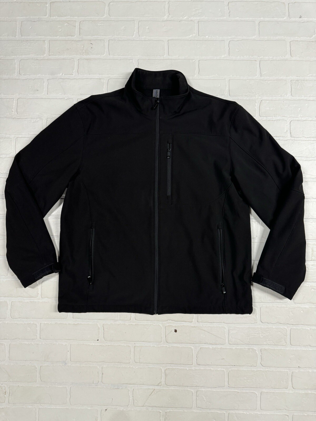 VTG Weatherproof Soft Shell Full Zip Black Jacket Fleece Lined Men Size XL Poly