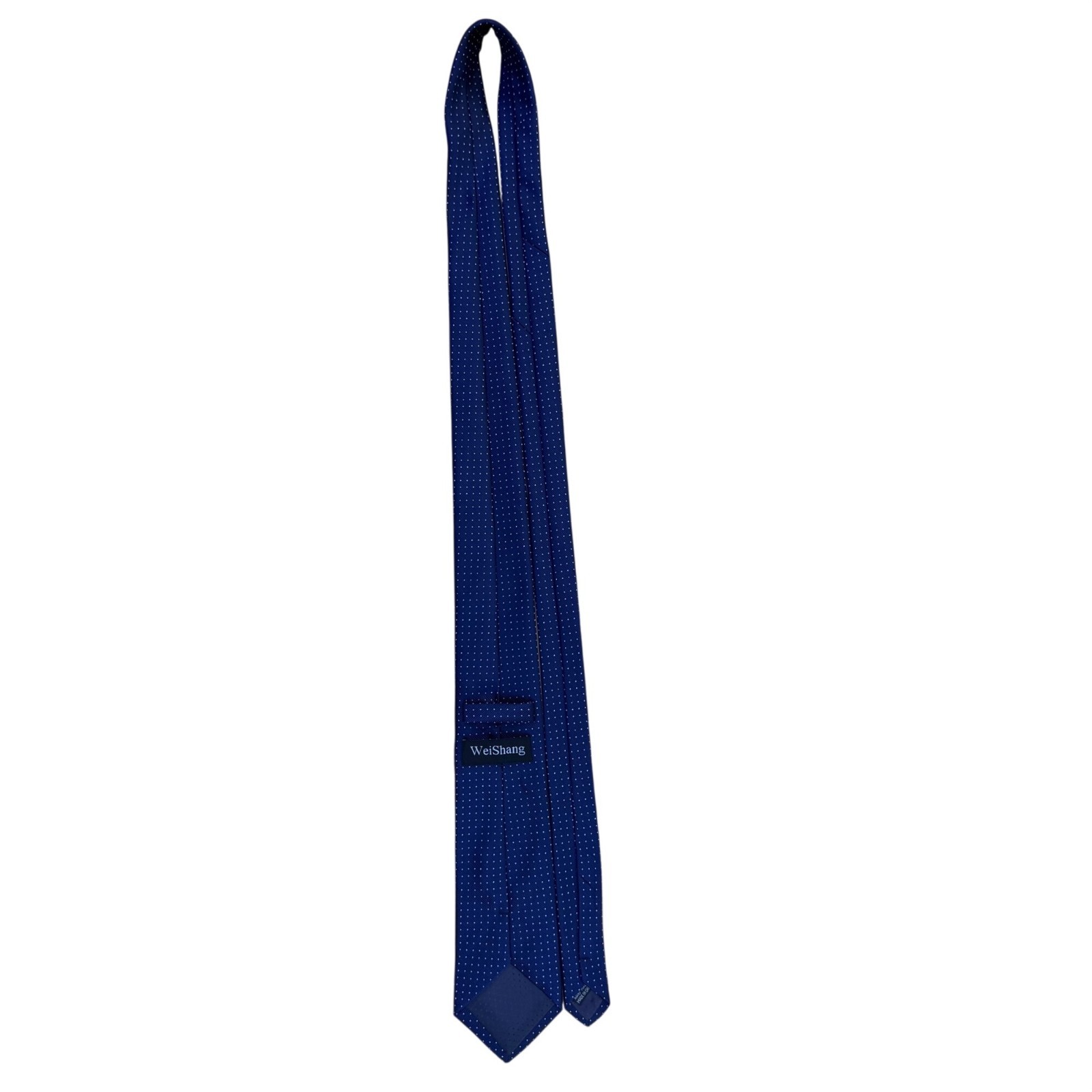 WeiShang Mens Royal Blue Silk Polka Dot Pattern Neck Tie Handmade