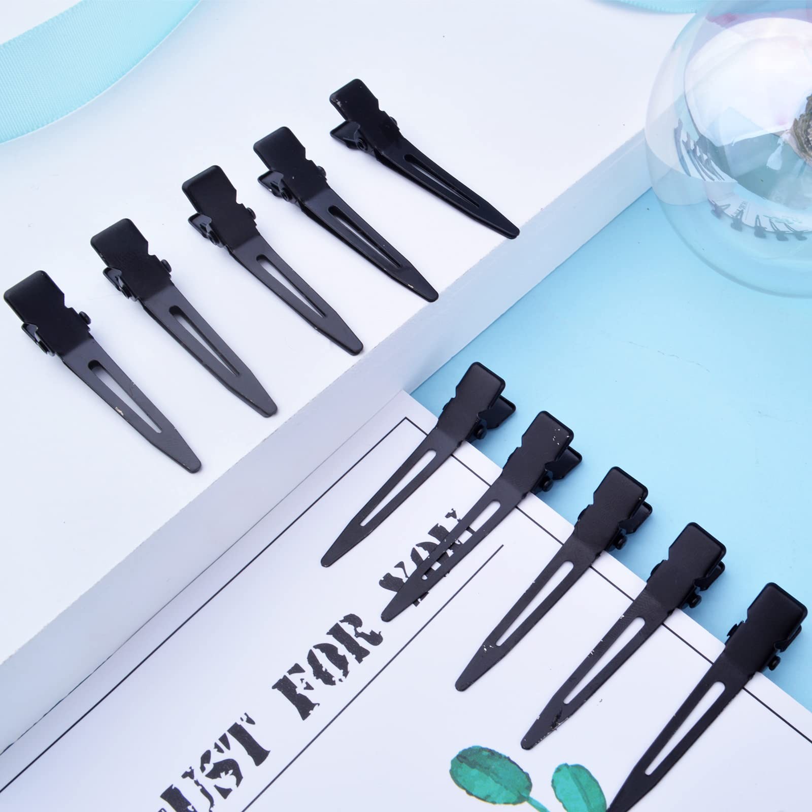 100 PCS 4.5×0.8 cm Black Single Prong Metal Alligator Curl Hair Styling Clips