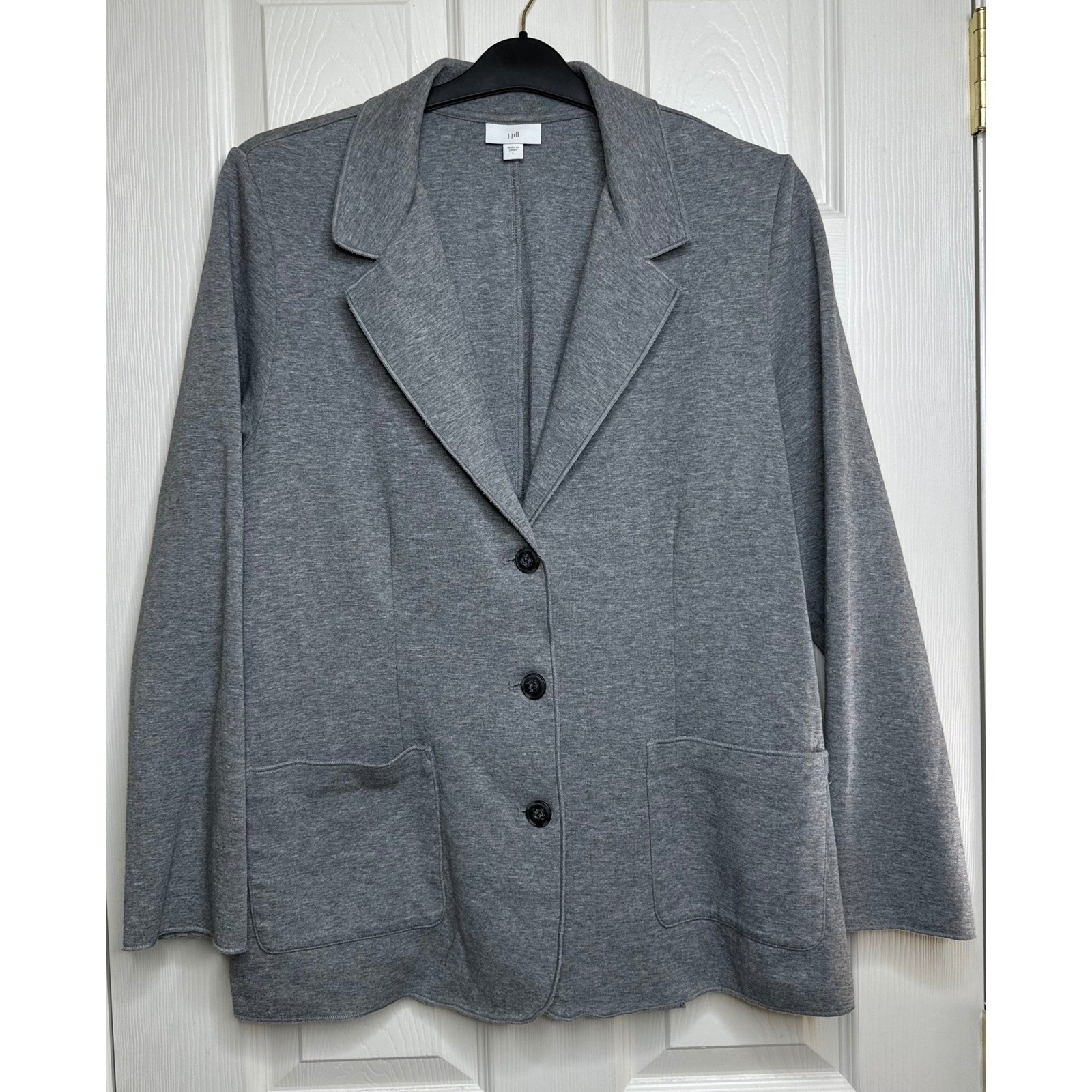 J.Jill Gray Blazer Women’s Large Cotton Spandex Casual Workwear Jacket Pocket