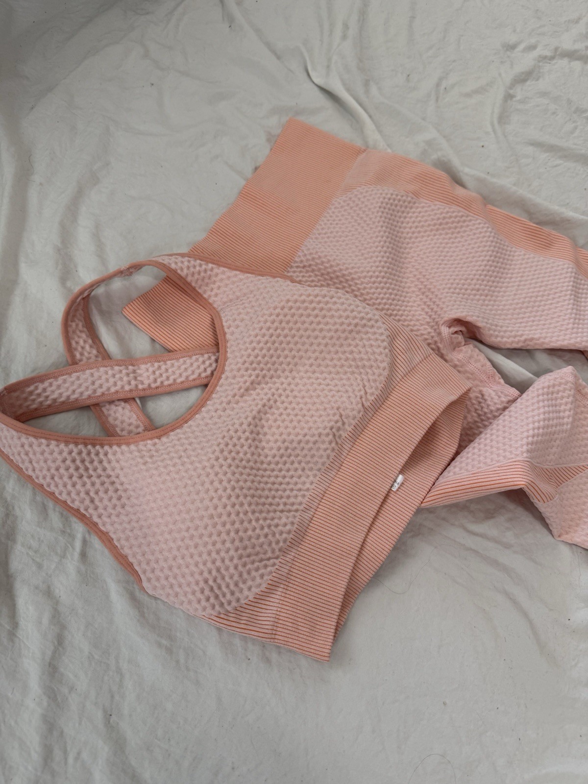 Pink abstract workout sports bra and leggings set size L #activewear #coords