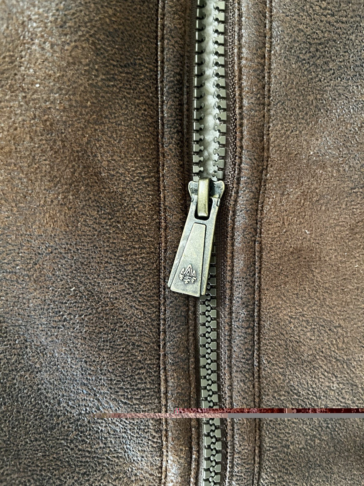 Men’s Brown Leather Zip Front Biker Riding Vest Band Collar Pockets L 44″