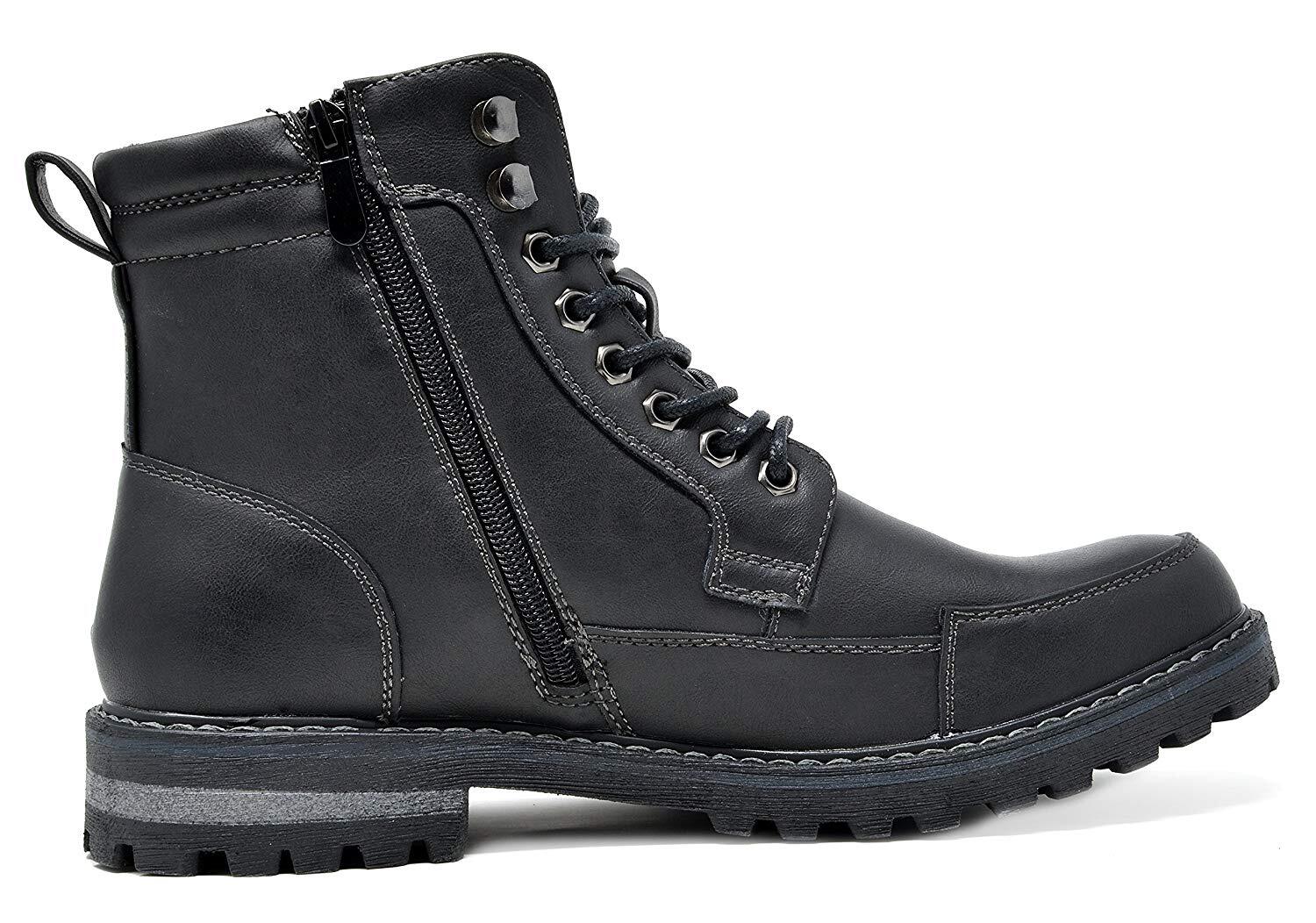 Men’s Motorcycle Boots Combat Riding Ankle Leather Oxford Boots Size 6.5-15