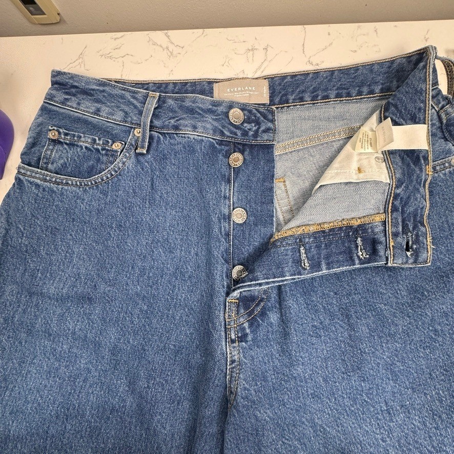 Everlane Curvy 90s Cheeky Straight Jean Northridge Blue Organic Cotton 33 Reg