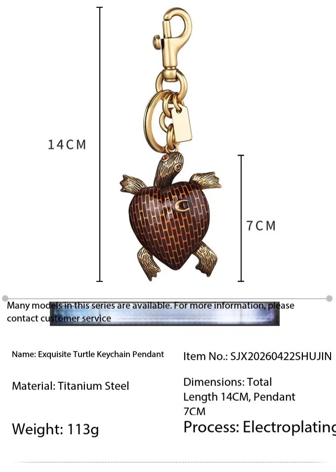 Graphite Black Turtle Bag Charm Keychain | Premium Velvet Dust Bag Included