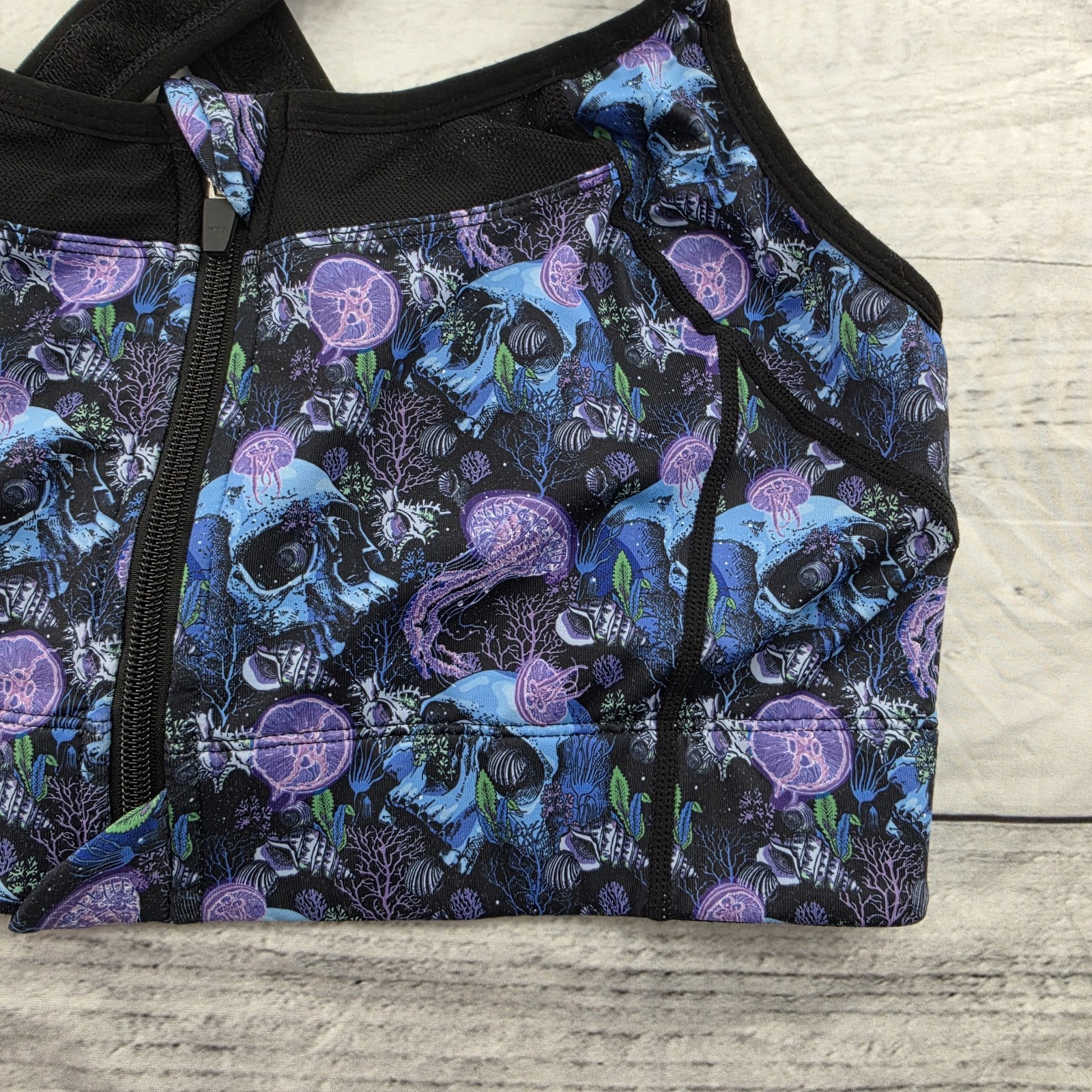 Constantly Varied Gear Sports Bra Skulls Jellyfish Multicolor Zip Up Large