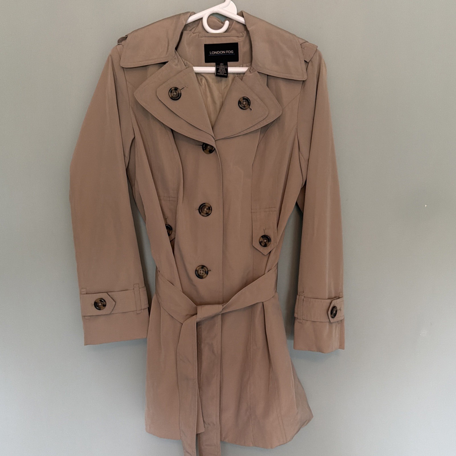 London Fog Hooded Water-Resistant Trench Coat Size S Small Red Fully Lined