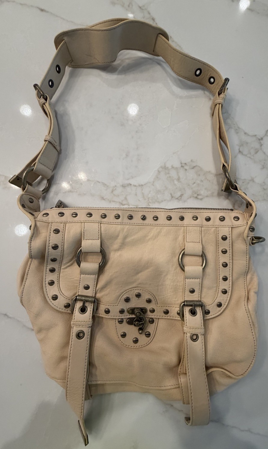 cynthia rowley leather purse handbag Nailhead Trim Pockets EUC