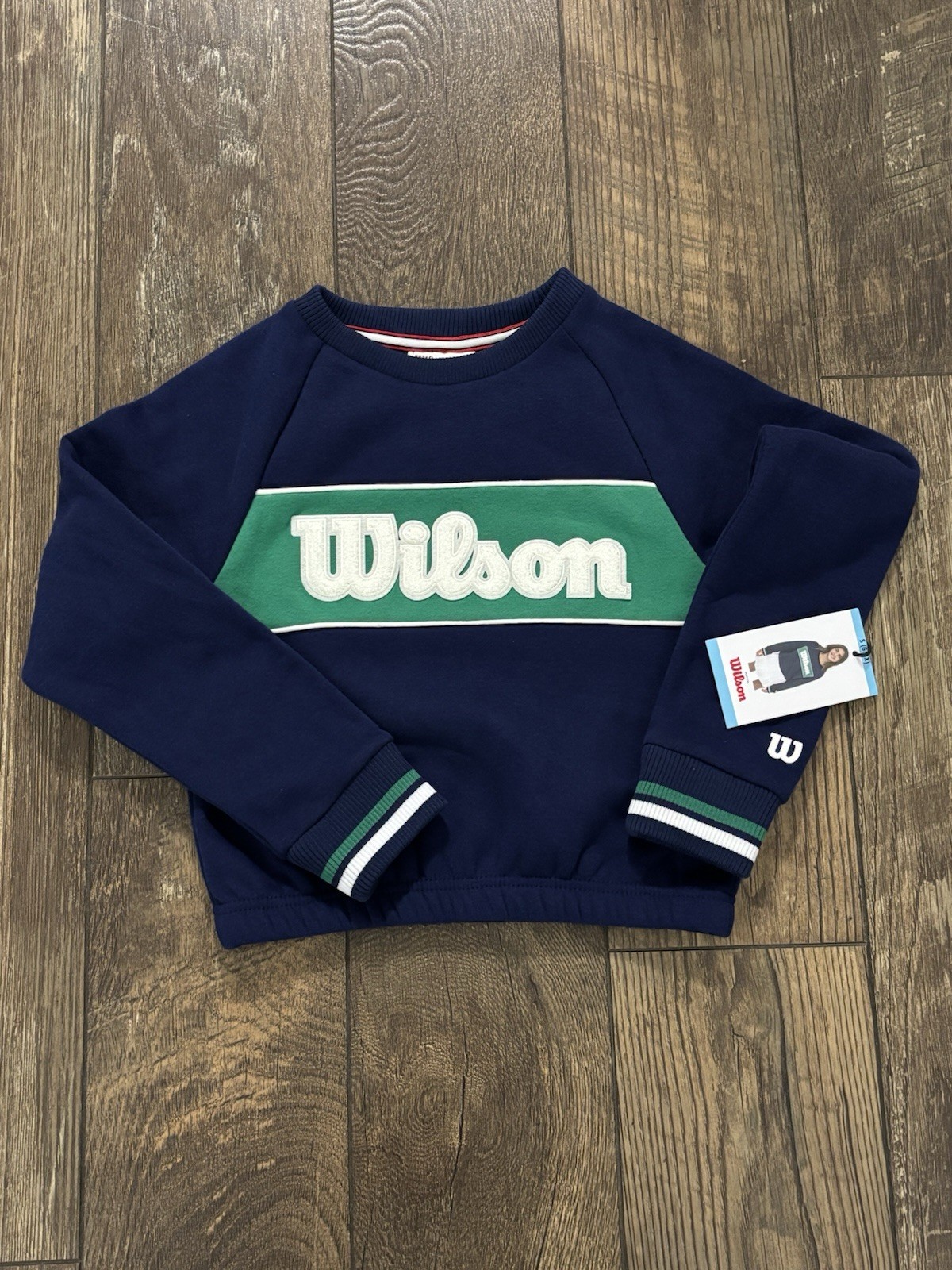 Sweatshirt Wilson Girls Crewneck Size S, 6/6X Navy And Green, NWT