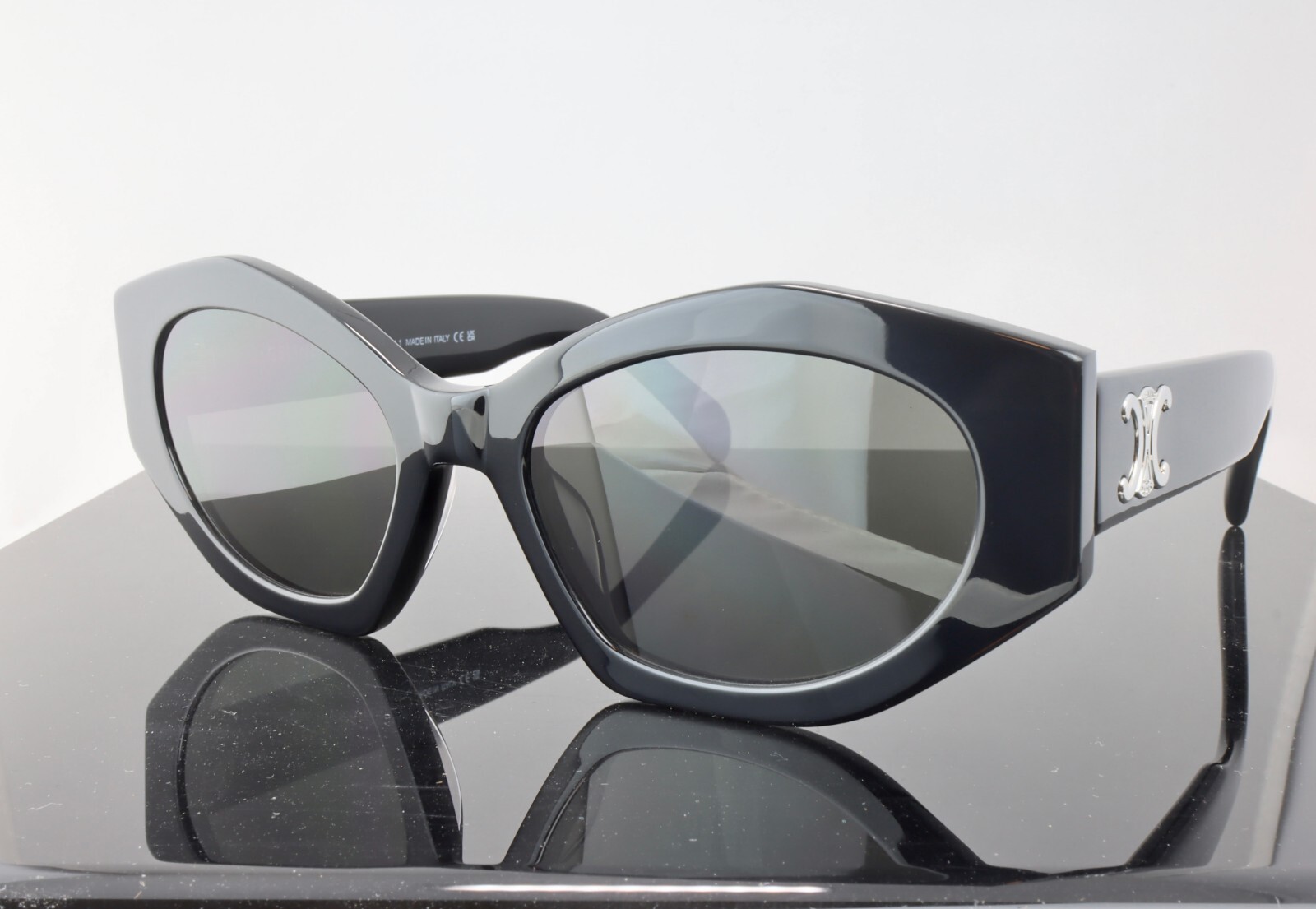 Celine CL40238U 01A Black / Grey Lens Square Oversized Sunglasses 100% UV