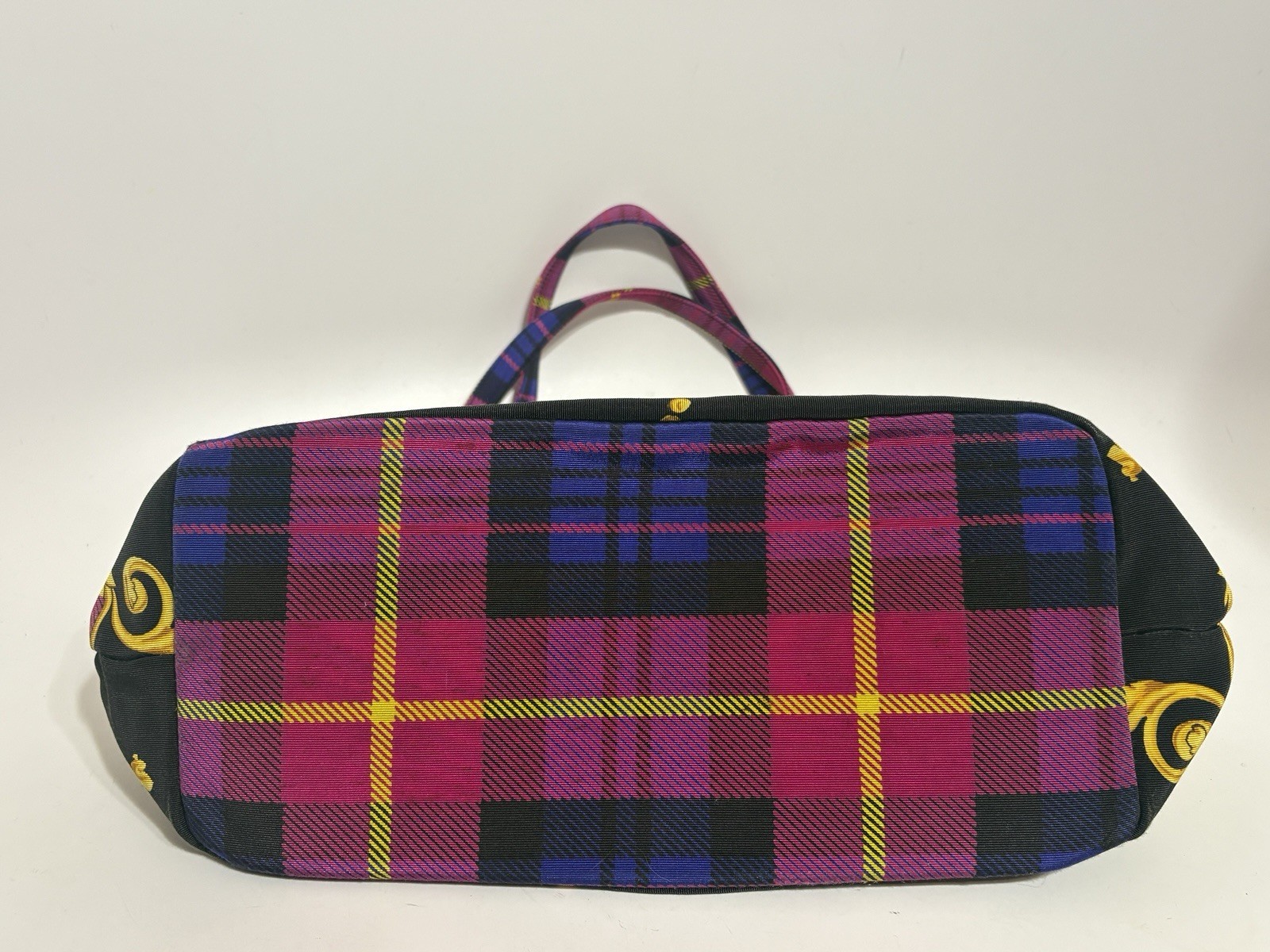Vtg Gianni Versace Pink Plaid Baroque Shoulder Bag