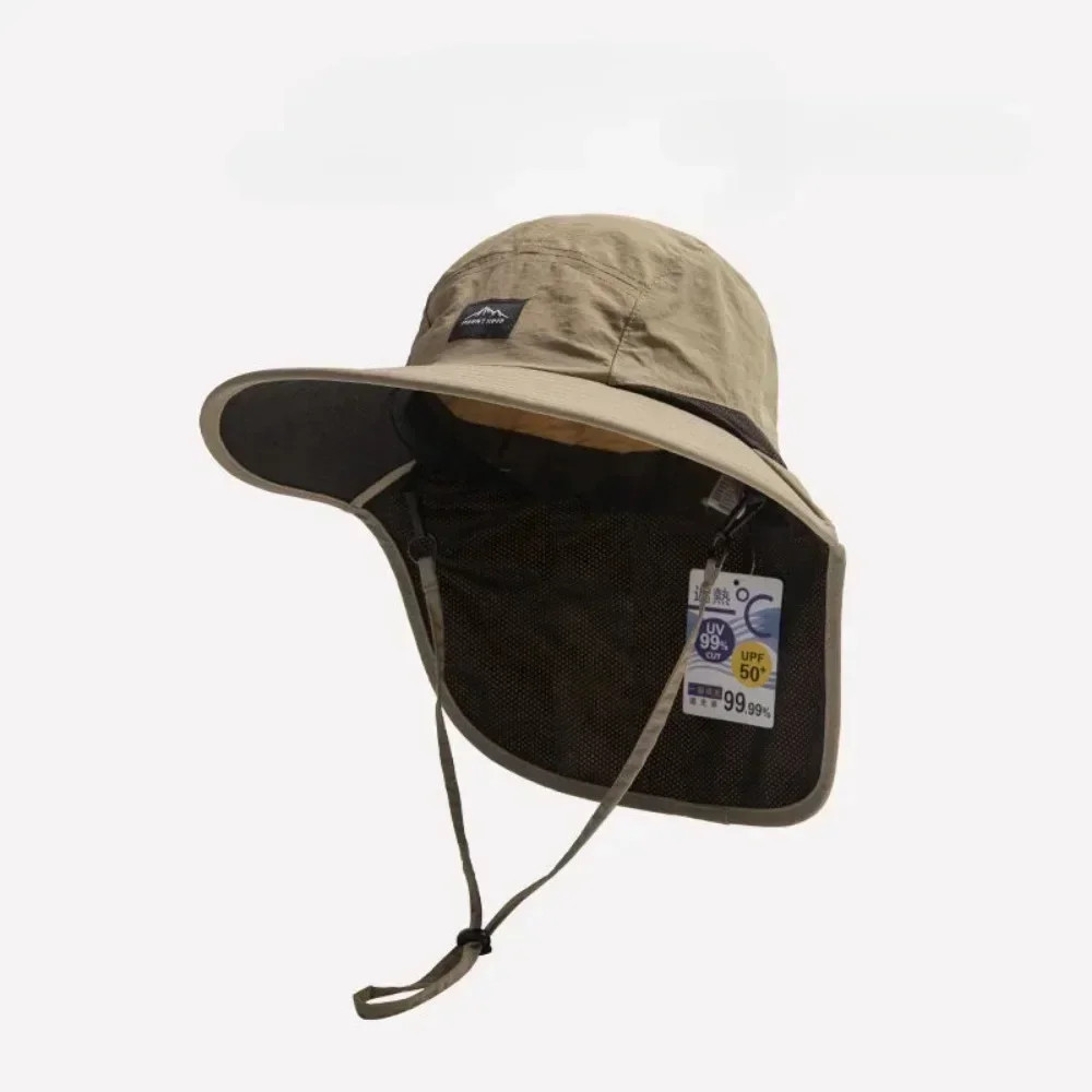 Wide Brim Waterproof Quick-Dry Sun Hat with Neck Flap Breathable Mesh Hiking Cap