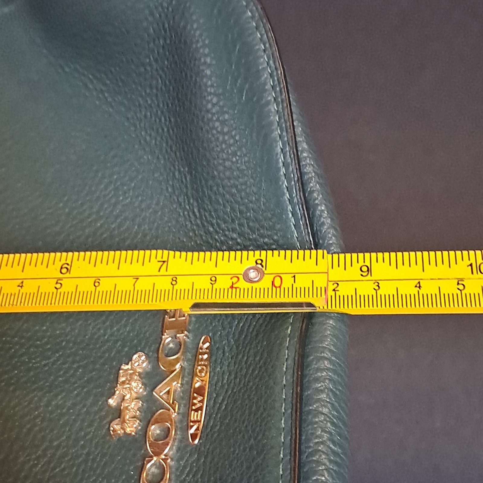 Coach Green Pebbled Small Crescent Shoulder Bag Zip, Gold Hardware, Strap