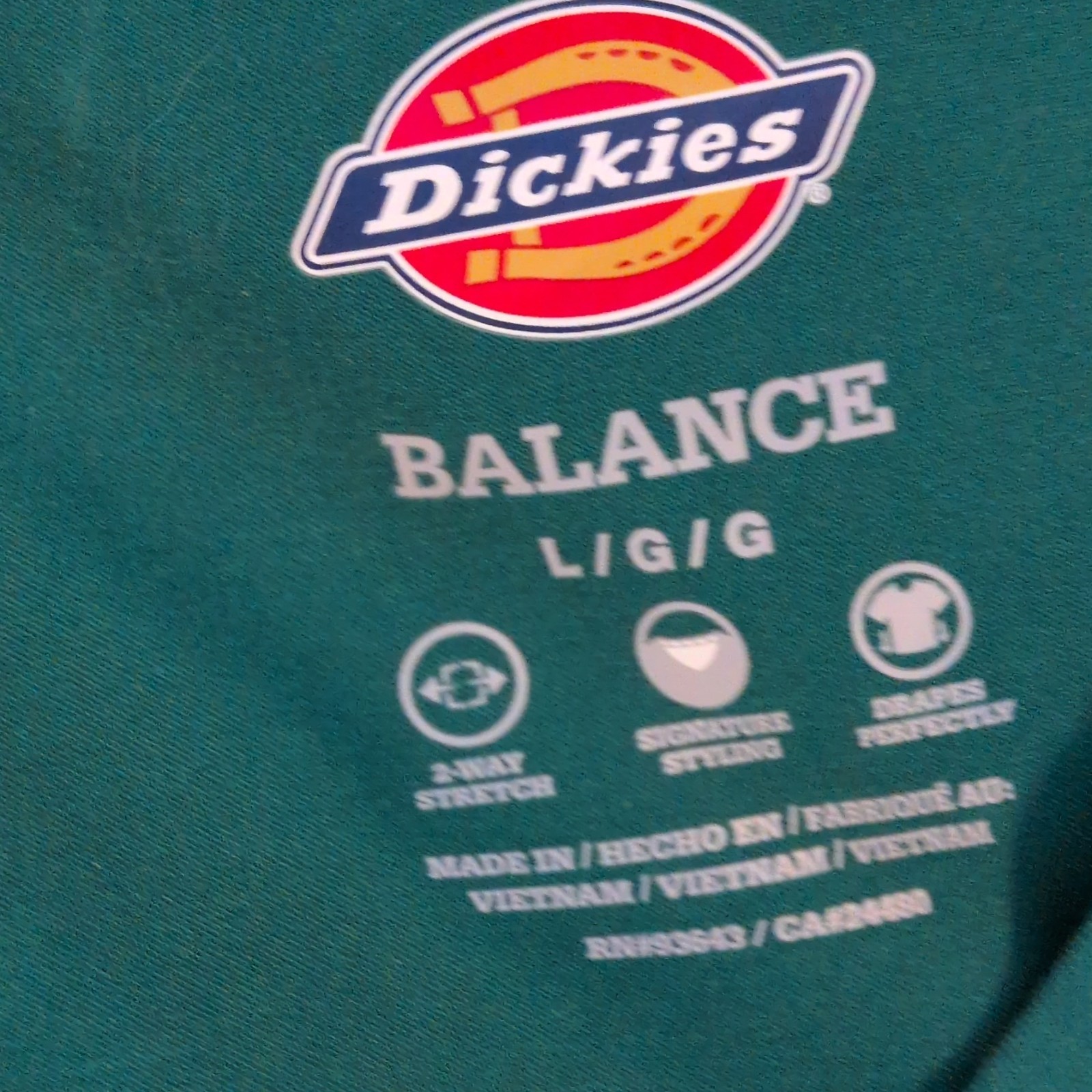 Dickies Balance Women’s L Green Solid V-Neck Scrub Top Pockets PolyBlend (as is)