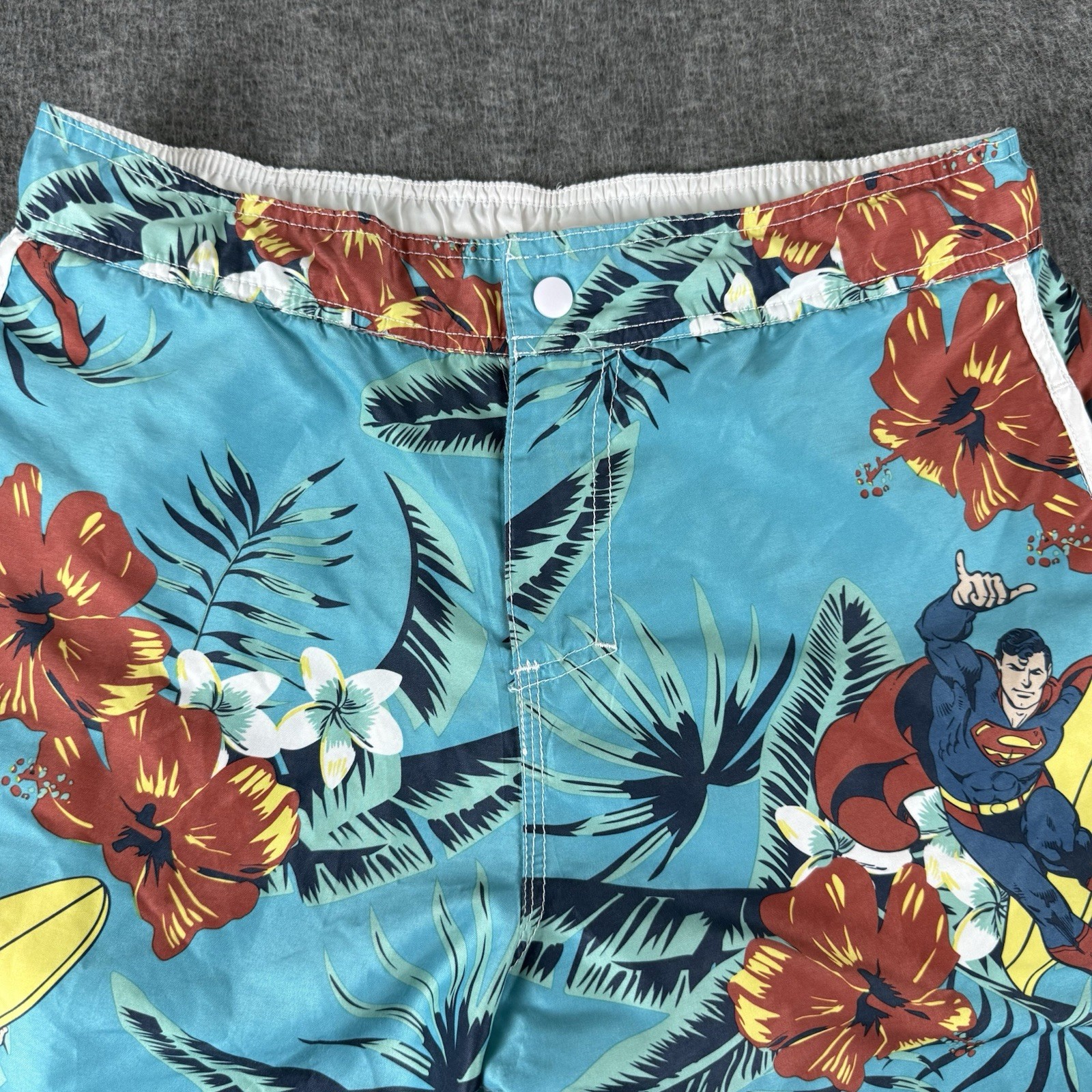Superman DC Comics Mens Board Shorts Swim Trunks Hawaiian Surf Blue Size S