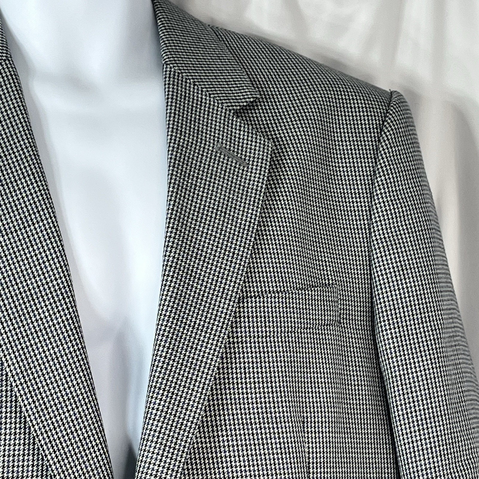Hounds Tooth Sport Coat Croft Barrow Mens Blazer Jacket Blue Black Sz 42R