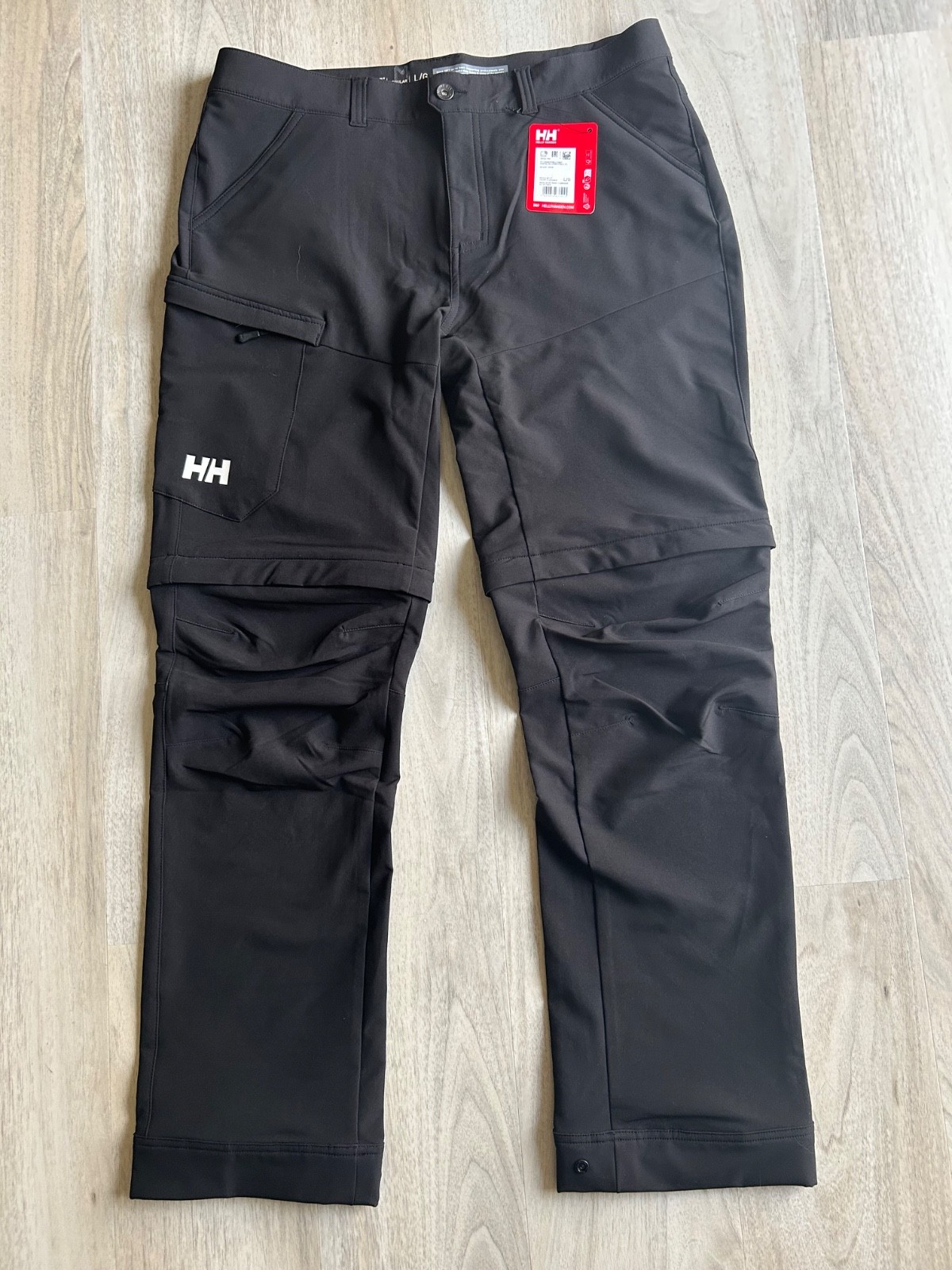 Helly Hansen Men’s Large (34″ waist) Convertible Pant Black Cargo Zip Brand New