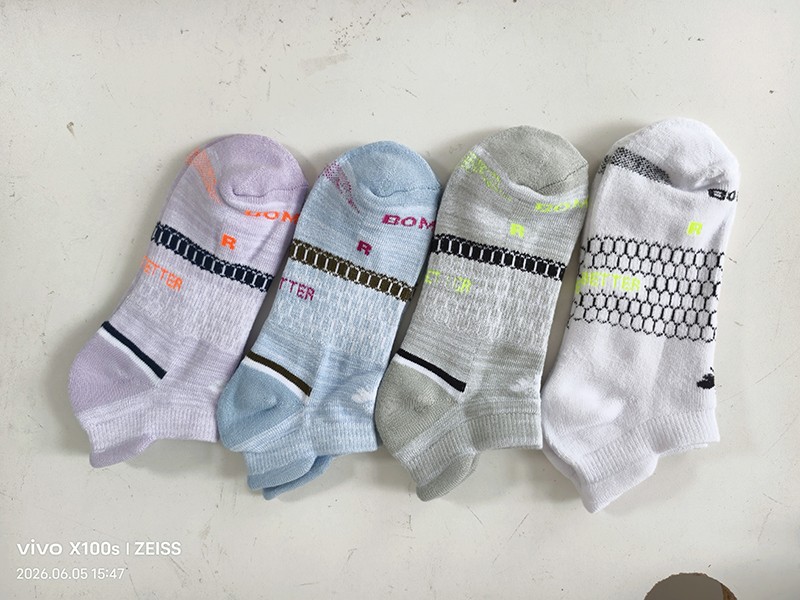 4 Pair BOMBAS Women’s Ankle Socks Cotton honeycomb Size Med 4 Color Mix-Original