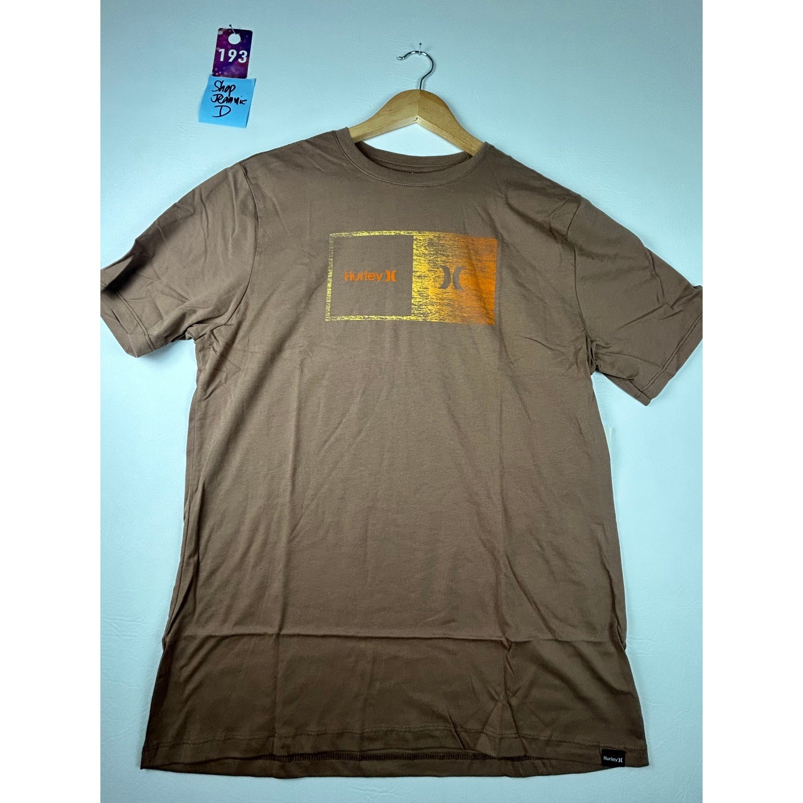 NWT Hurley Mens Everyday Tee Medium Mocha Cotton Casual Skate Surf Streetwear