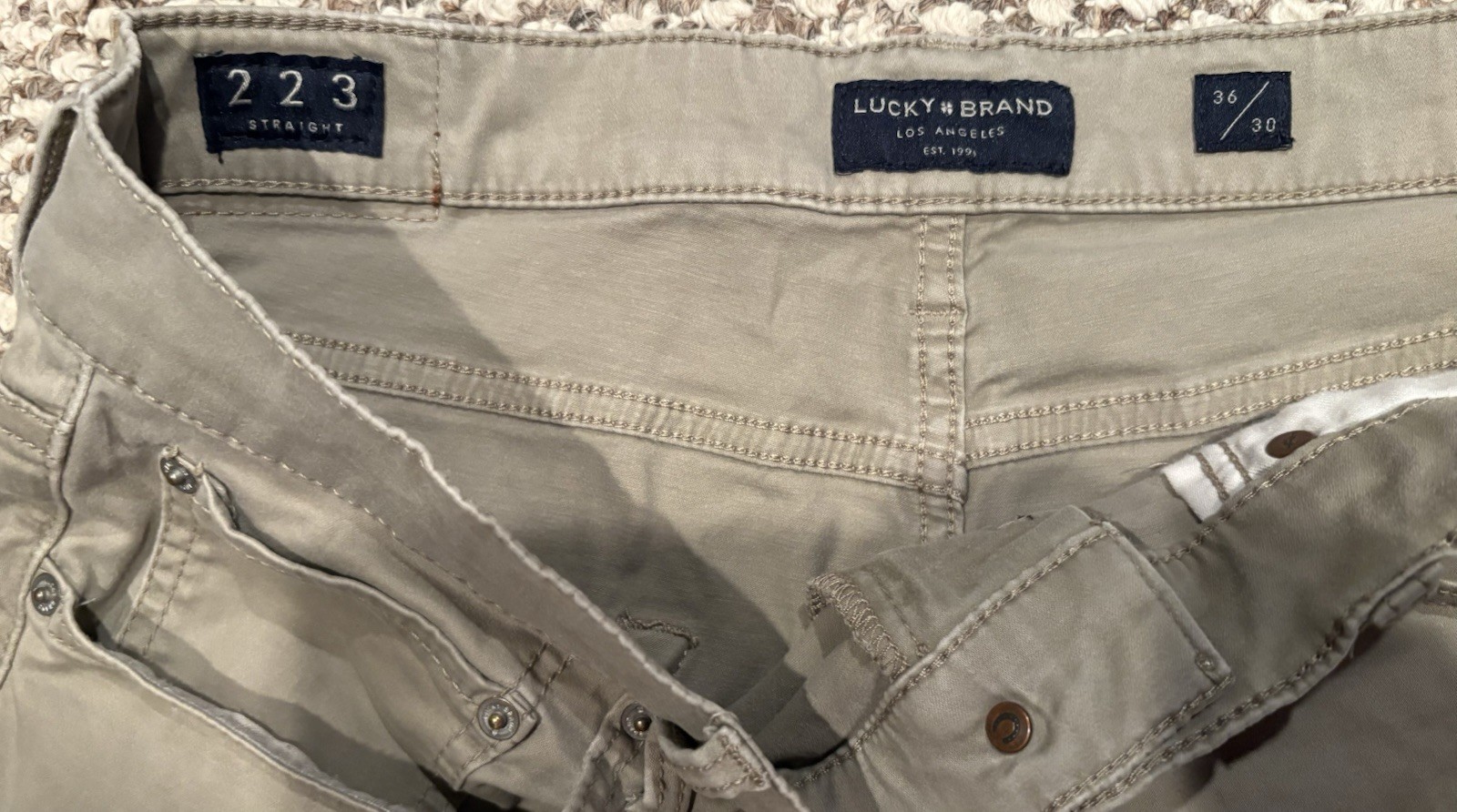 Lucky Brand 223 Men’s Straight Flex Fit Tan Jeans Pants 36×30