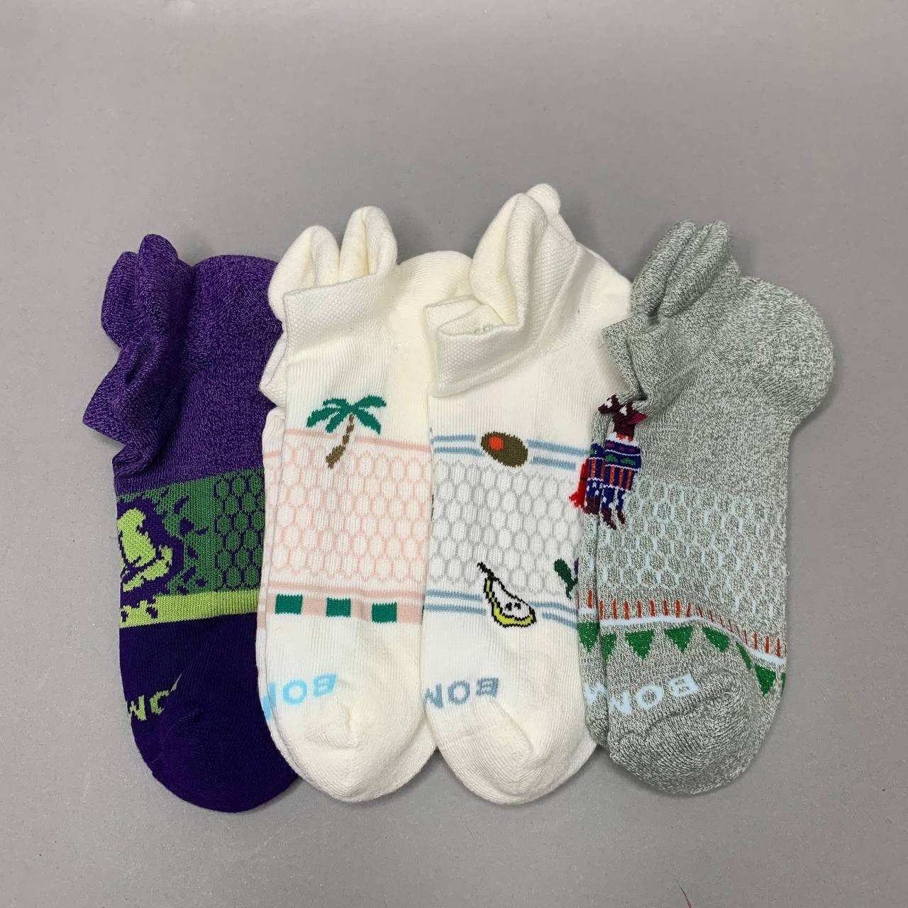 Bombas Women’s Ankle Socks 4 Pair Pack Multi Color Patterned Size M Medium New