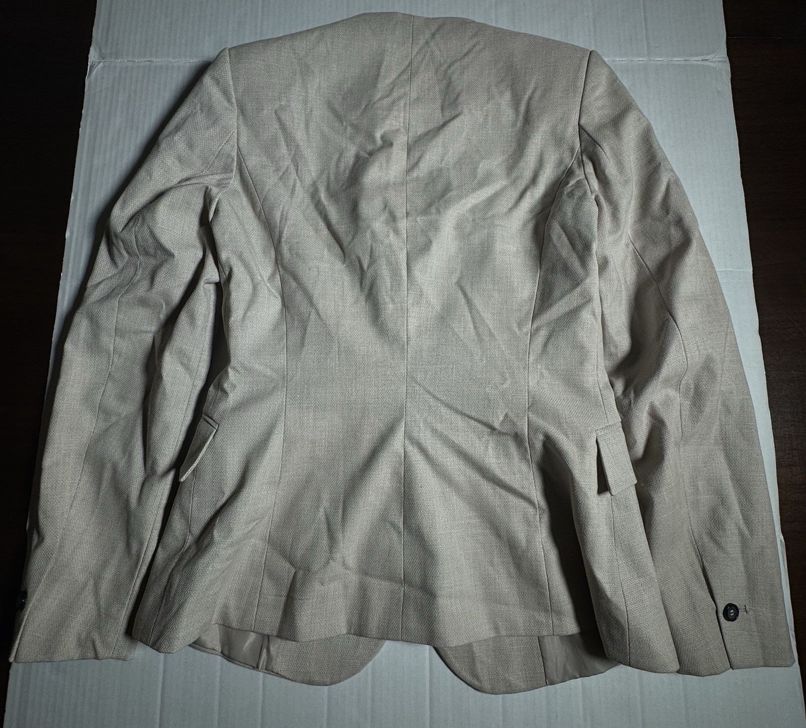 Pre Owned Excellent Zara Padded Shoulder Woven Blazer Single Button Women Size 2