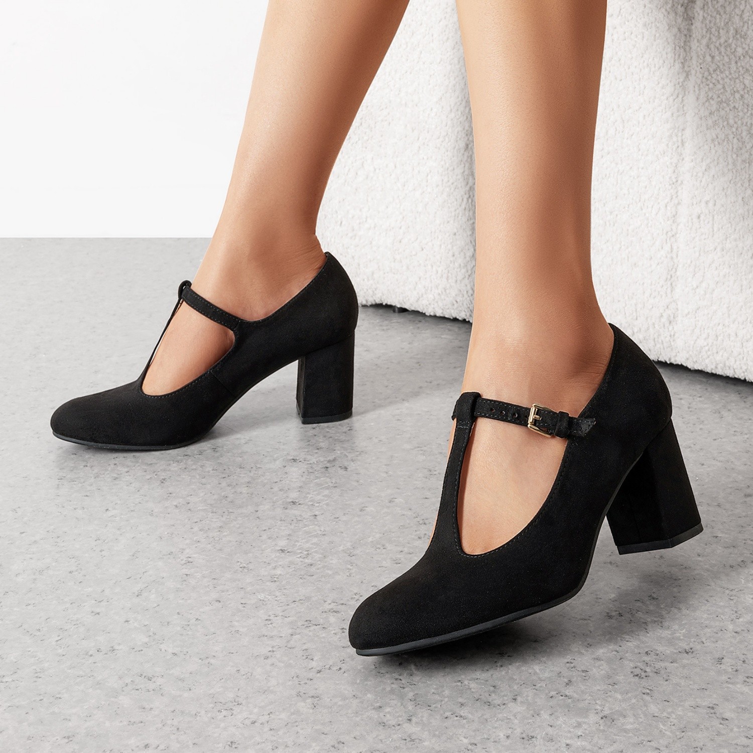Women Wedding Mary Jane Pumps Round Toe Low Chunky Heel Pump Shoes