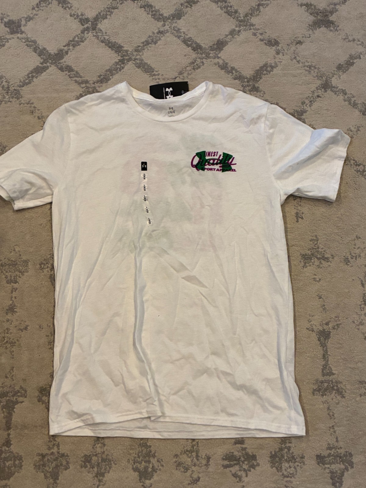 NWT L Under Armour Men’s Large Vintage Type T-Shirt White Loose UA Shirt LG NEW