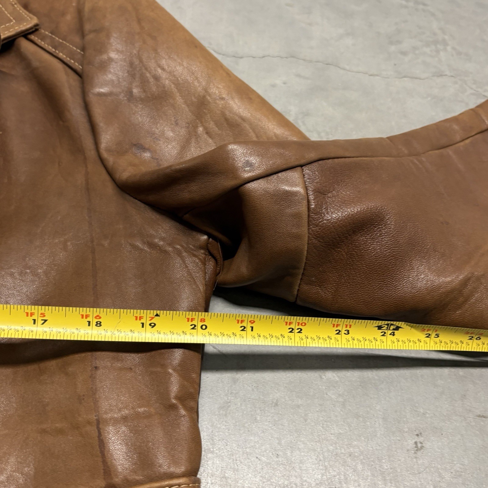 Vintage 70s 80s Glazed Nappa Leather Jacket Mens 42 Smooth Brown Lambskin