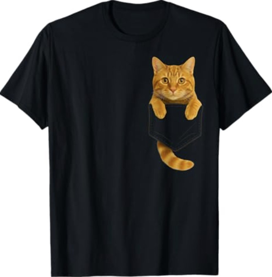 Cute Tabby Cat Pocket Funny Gifts Cat Mom Cat Dad Cat Lover T-Shirt