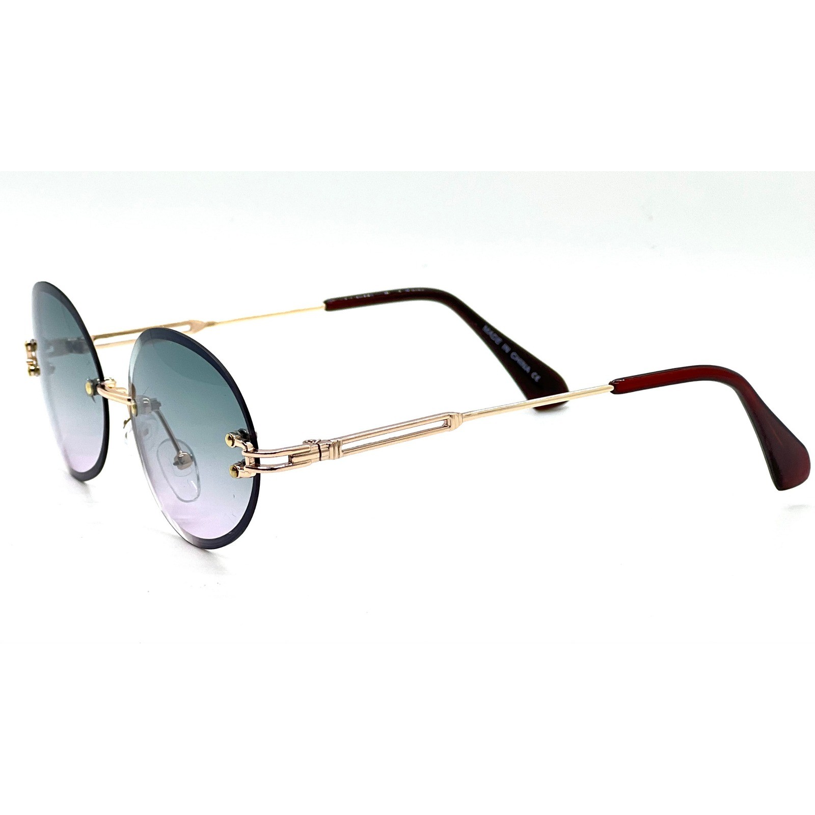 Rimless Oval Sunglasses Gradient Lens Fashion Street Wear Outdoor Hip Hop Lentes
