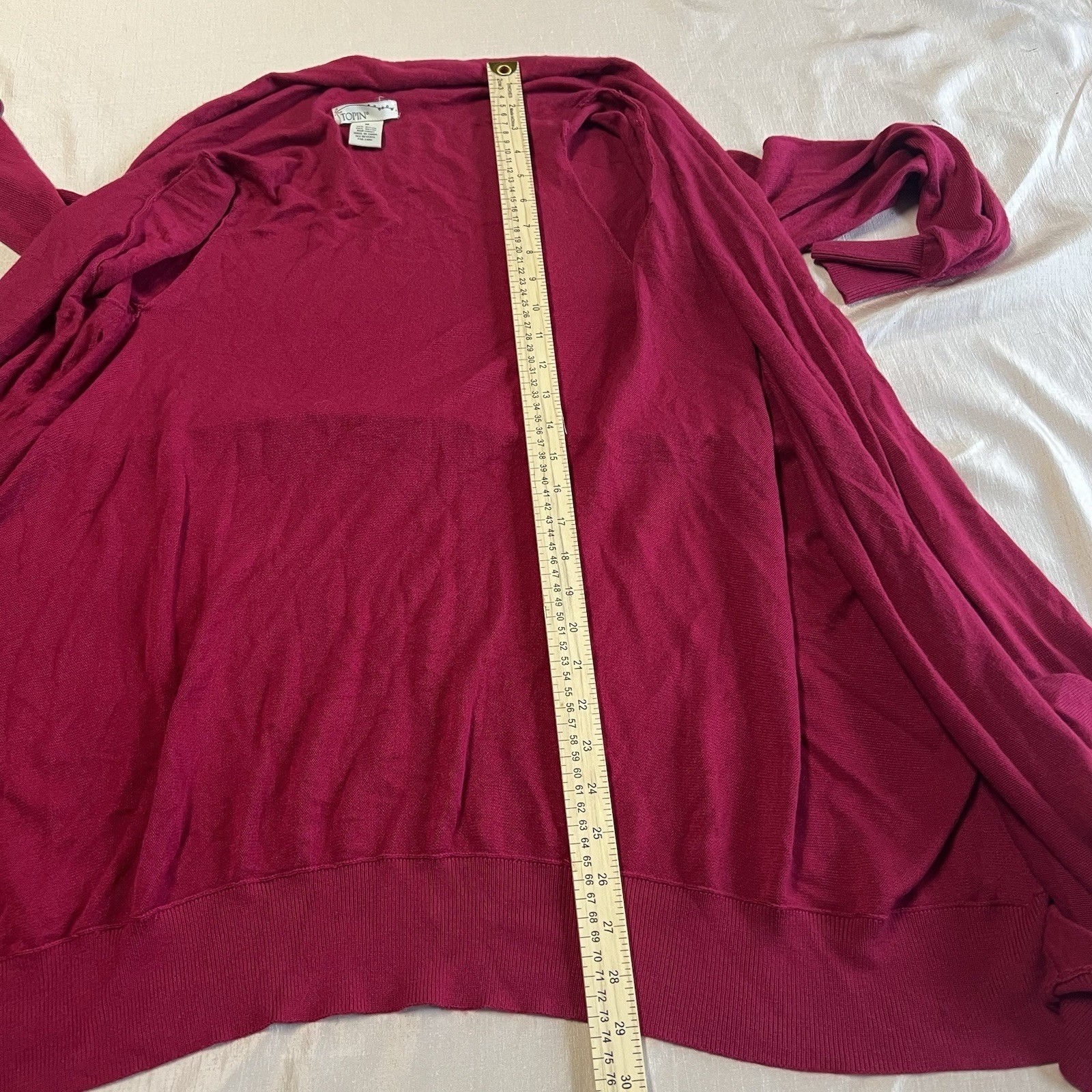 Topin Dark Magenta Cardigan Sweater Duster Medium Boutique Cabincore Quiet Lux