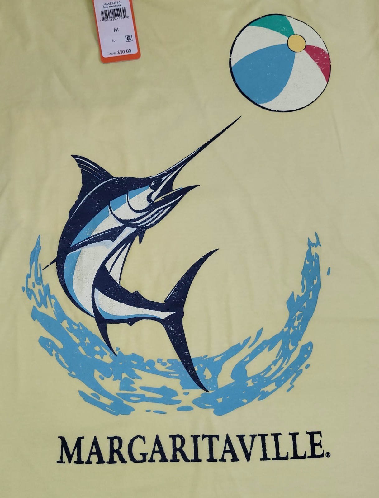 Margaritaville Lemon Meringue Mens Tropical Marlin Swordfish T Shirt Size M NWT