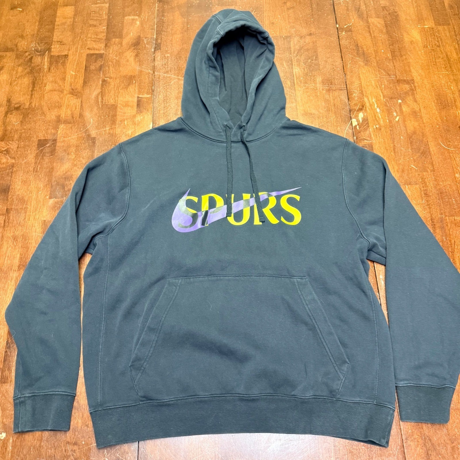 Nike Hoodie Mens Large Black San Antonio Spurs Swoosh Graphic Fleece NBA Playoff