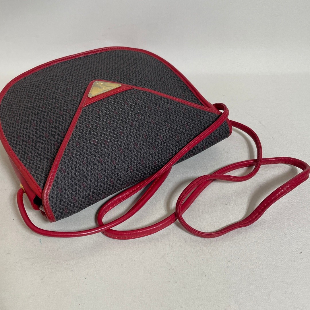 Yves Saint Laurent Shoulder Bag Red Gray PVC Leather Size: W:8.3 × H: 7.9 in.