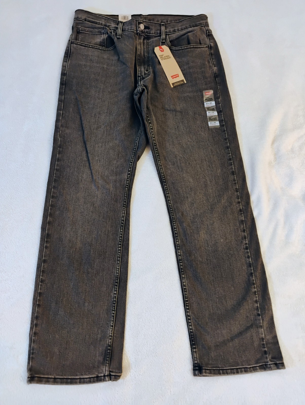 New 33×32 Levi’s 559 Stretch Jeans in Grey ~ Straight Relaxed Stretch 65% cotton