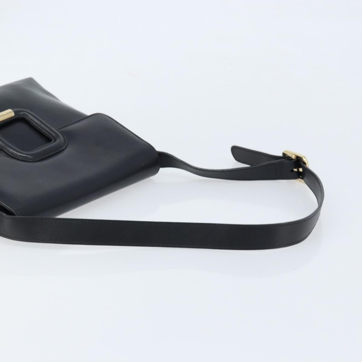 GUCCI Shoulder Bag Leather Black Gold 001 1998 1785 Auth 173859