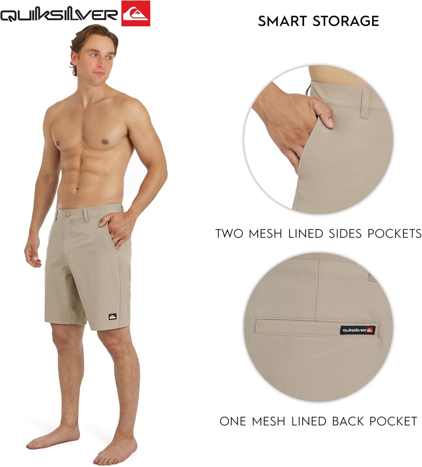 Men’s Regular Fit Fixed Waist Water Friendly Active Hybrid Shorts