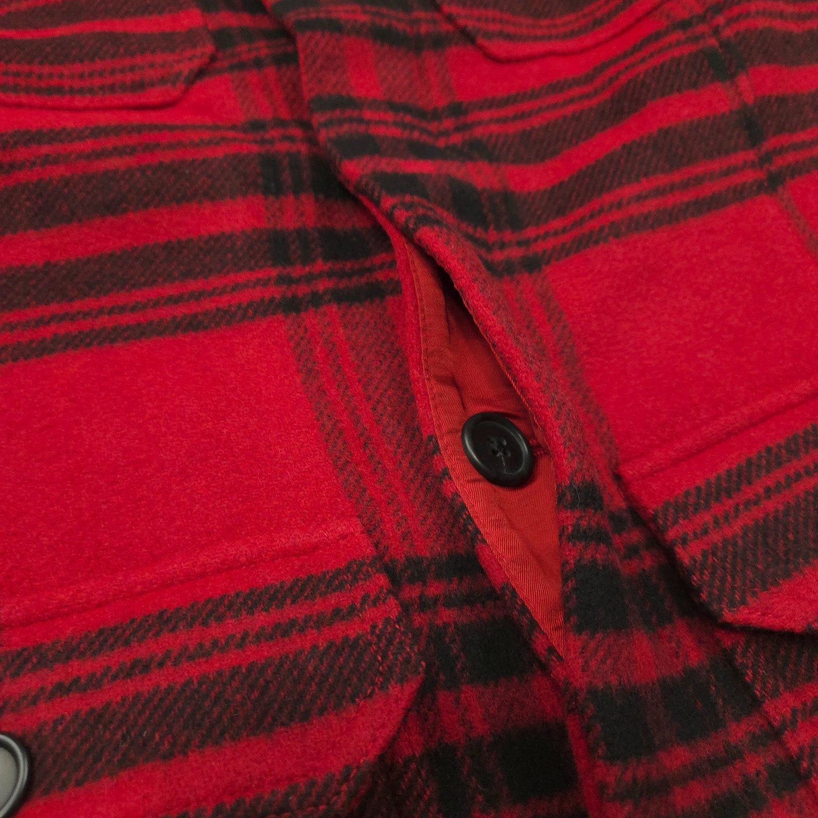 NEW Polo Ralph Lauren Womens Wool Jacket -12 Red Black Peacoat Flannel Coat $698