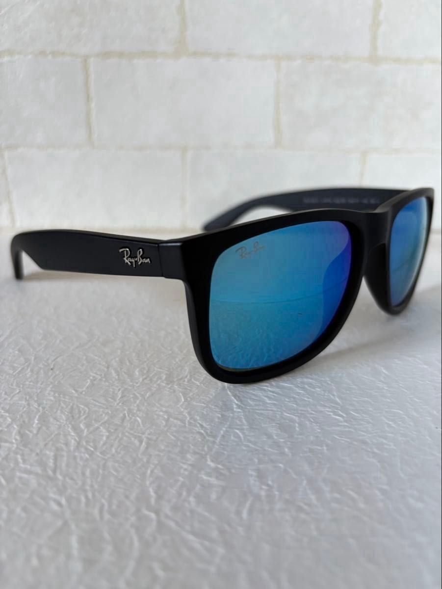 Ray-Ban Justin RB4165F 622/55 Sunglasses Black Blue Mirror 55mm